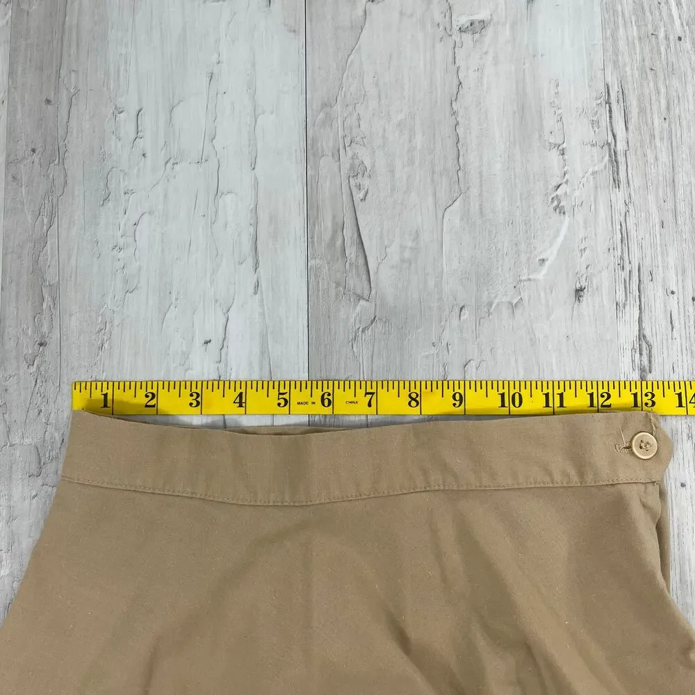 Mr Mort Tan Khaki A Line Basic Plain Modest Flowy Lightweight Vintage Skirt